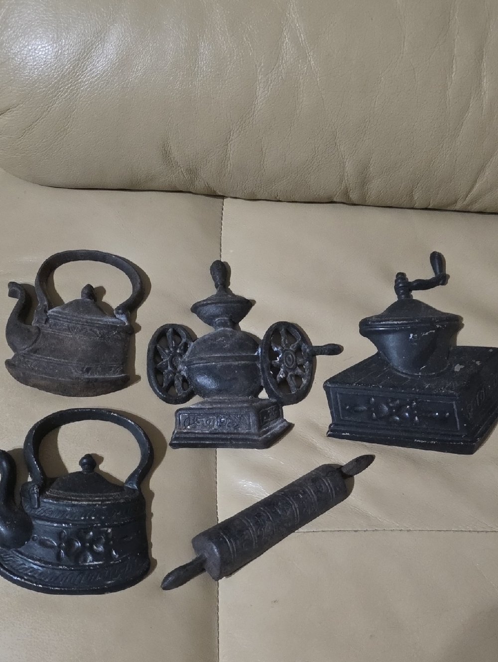 Vintage Black Cast Iron Kitchen Wall Decor 5 Pieces